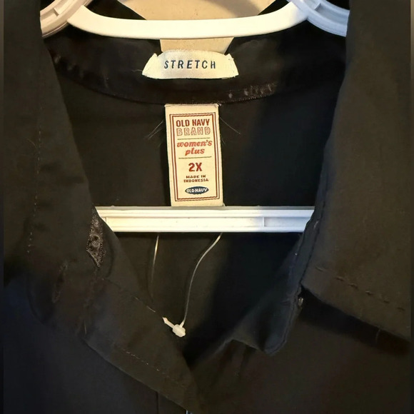 Old Navy Womens Black Button Down 2X Stretch Blouse Office Party Holiday NWOT - Picture 4 of 5
